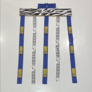 Hanging Cheer Bow Holder with Blue and Gold Accents
